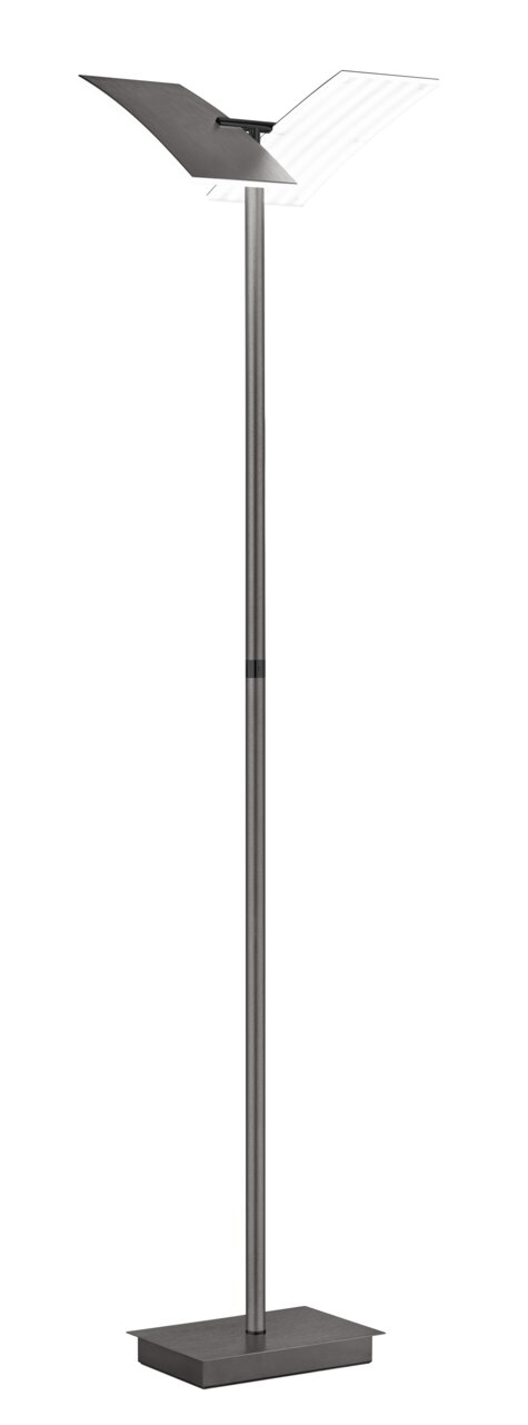 Moderne staande lamp ANDY met een elegant, slank ontwerp en een rechthoekige lampenkap, gezien vanaf de zijkant.