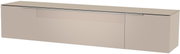 Beiges XL Hänge-Lowboard mit glatter Oberfläche und horizontalen Linien, seitliche Perspektive