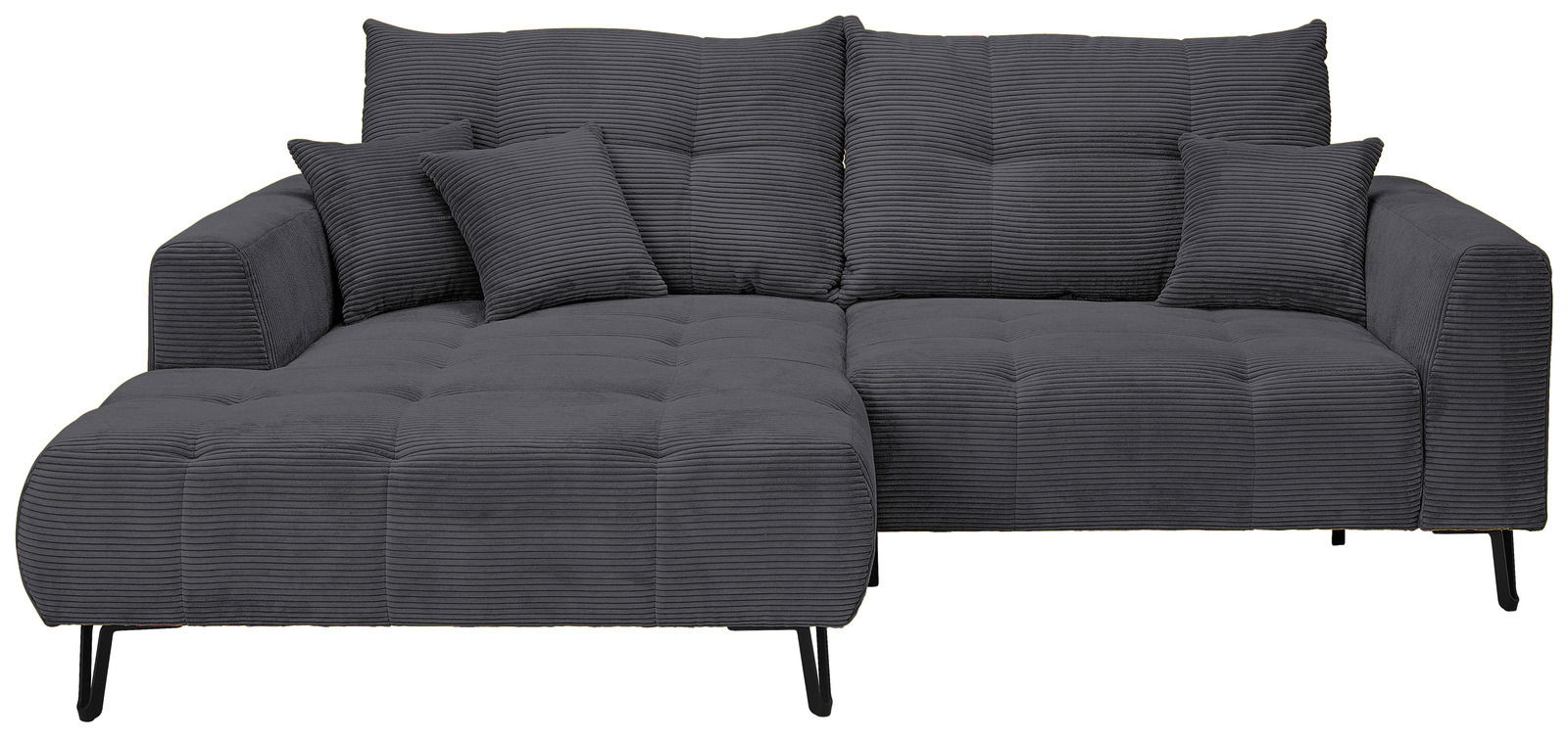Graues Ecksofa mit Ottomane links, Vorderansicht