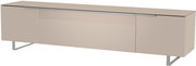 Beiges XL TV-Lowboard mit modernen Metallfüßen, seitliche Perspektive