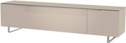 Beiges XL TV-Lowboard mit modernen Metallfüßen, seitliche Perspektive
