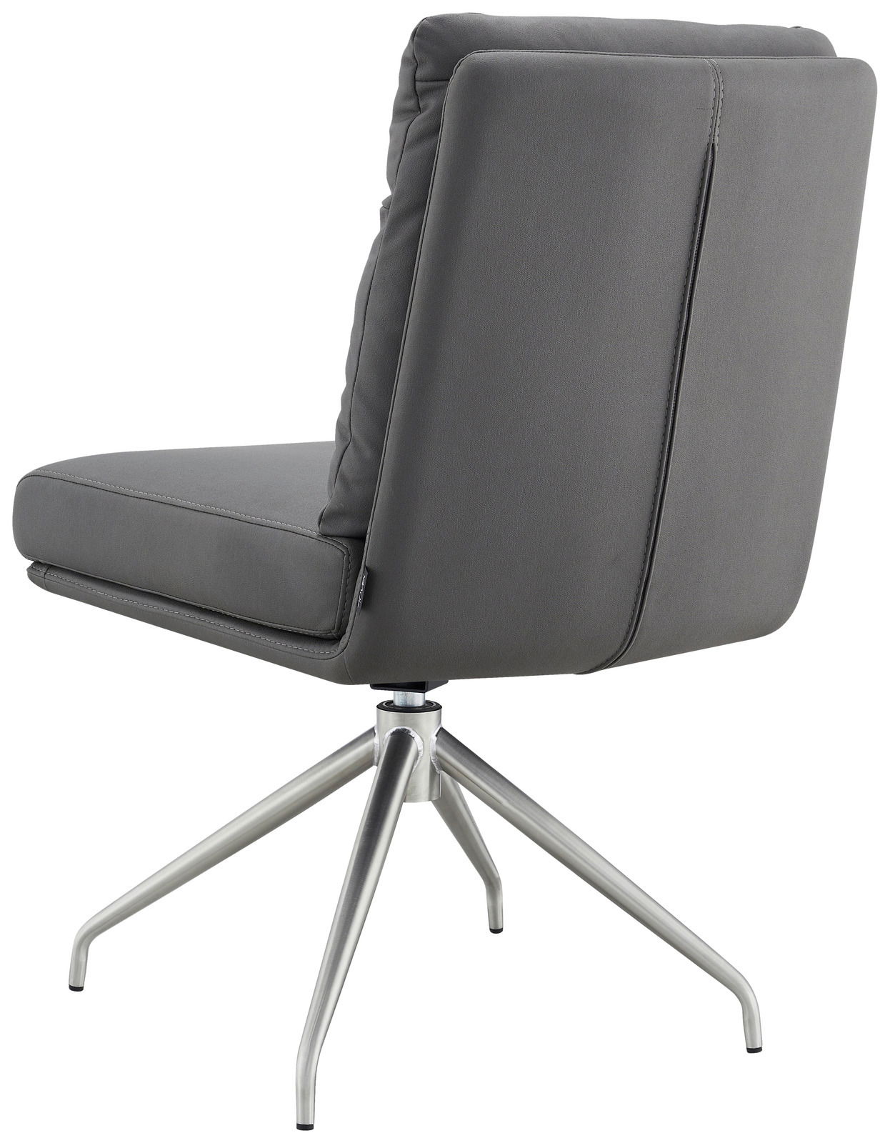 Moderner grauer Stuhl mit Metallbeinen, Rückansicht