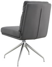 Moderner grauer Stuhl mit Metallbeinen, Rückansicht