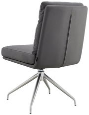 Moderner grauer Stuhl mit Metallbeinen, Rückansicht