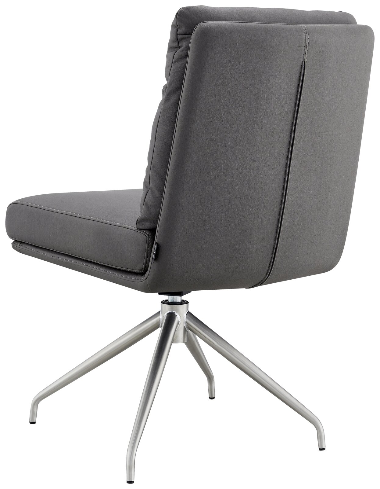 Moderner grauer Stuhl mit Metallbeinen, Rückansicht