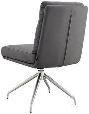 Moderner grauer Stuhl mit Metallbeinen, Rückansicht