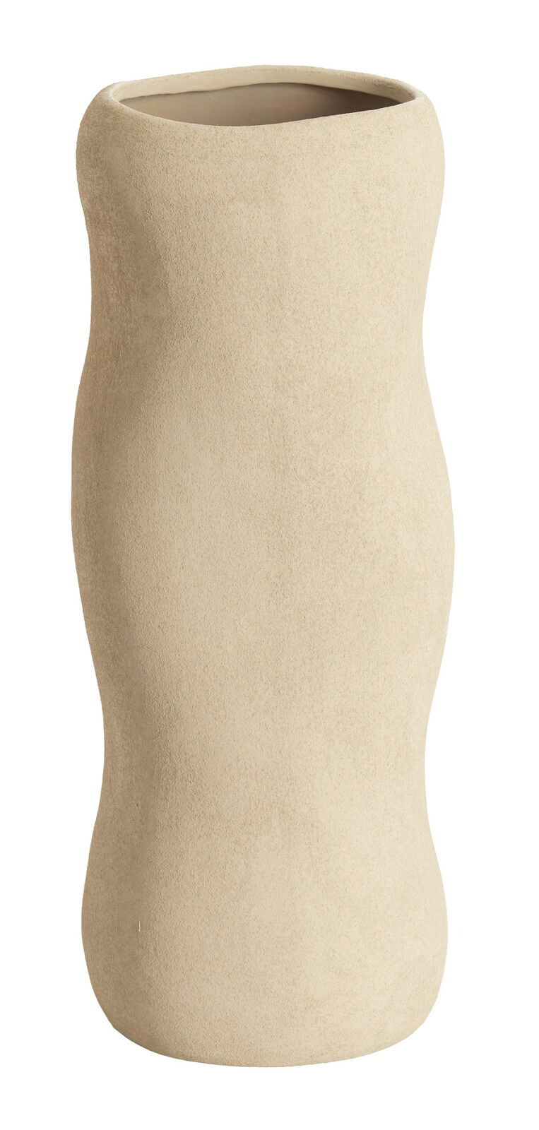 Light&Living Vase SERAFINA Beige Vase mit organischer Form, aus seitlicher Perspektive fotografiert.