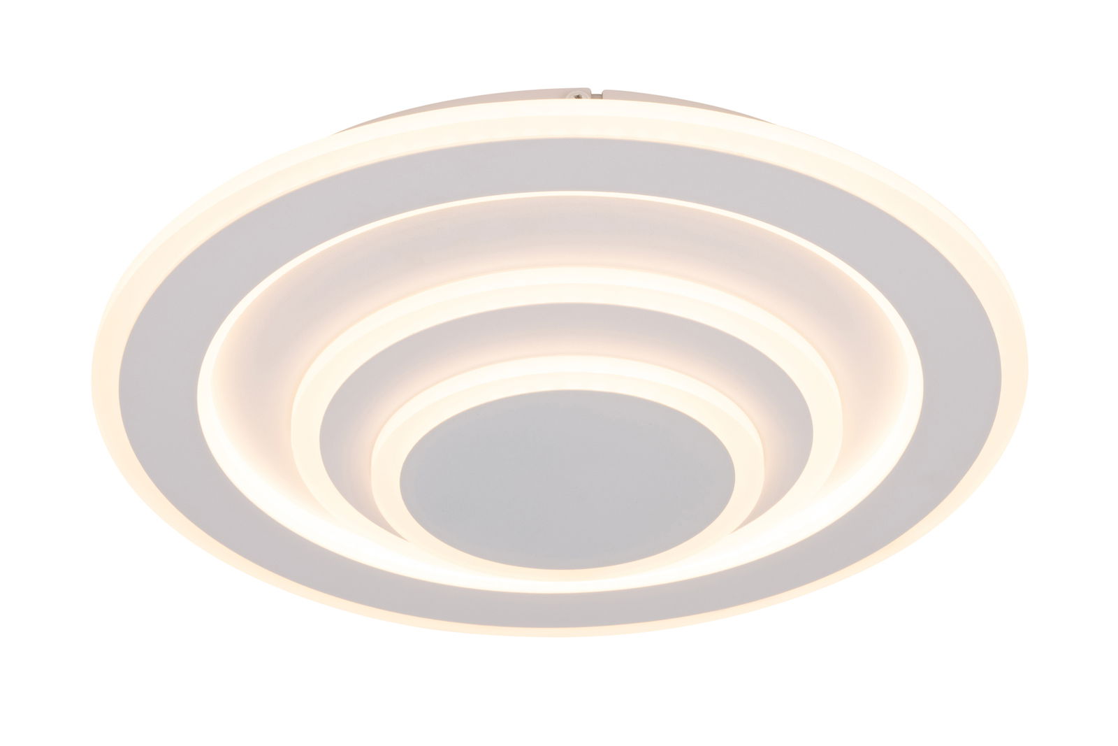 Novel LED-Deckenleuchte Moderne LED-Deckenleuchte mit konzentrischen Kreisen, seitliche Perspektive