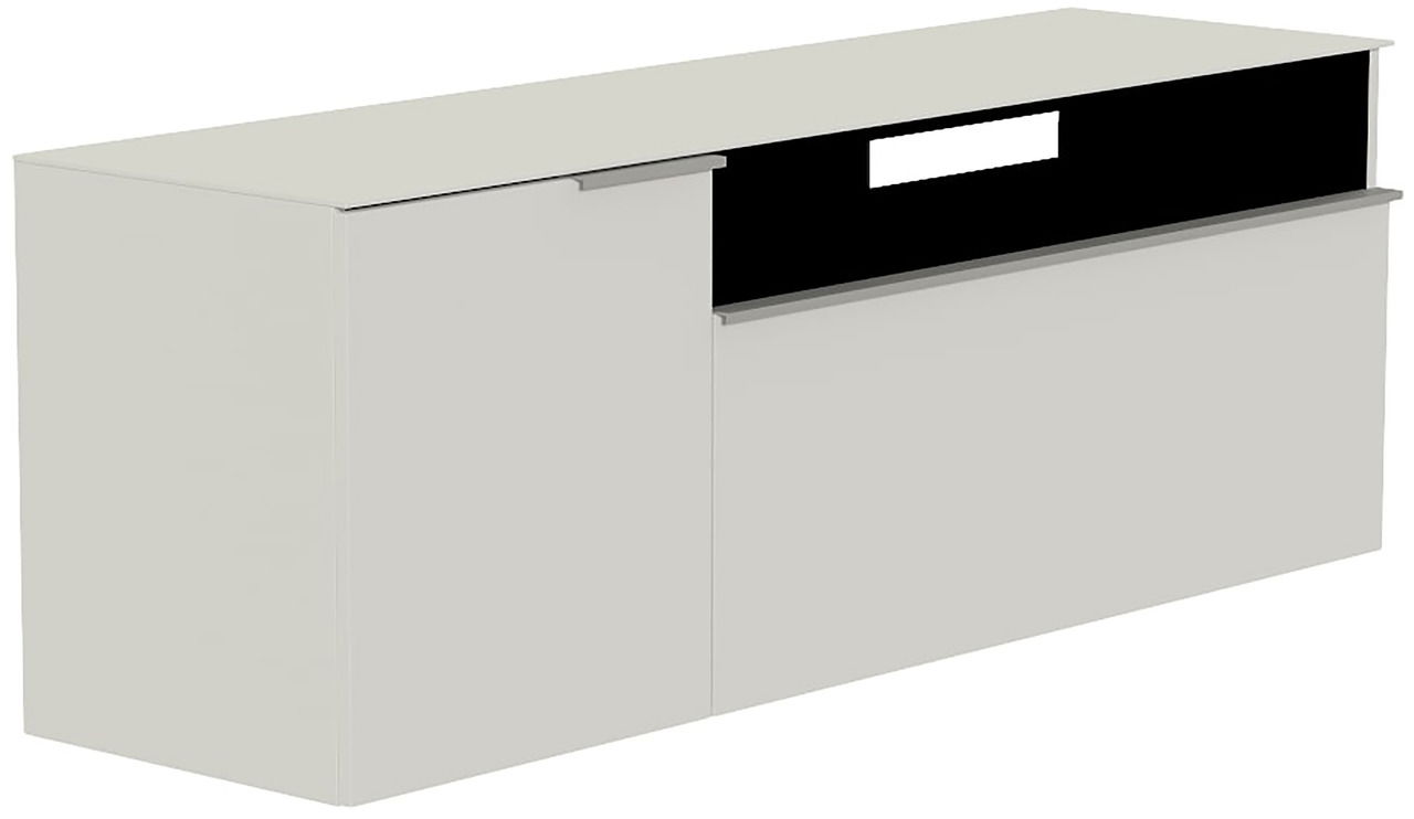 Hänge-Lowboard in modernem Design, seitliche Perspektive