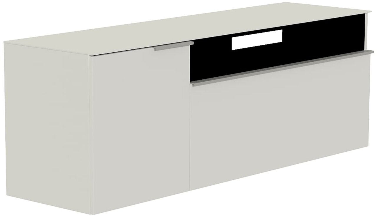 Hänge-Lowboard in modernem Design, seitliche Perspektive