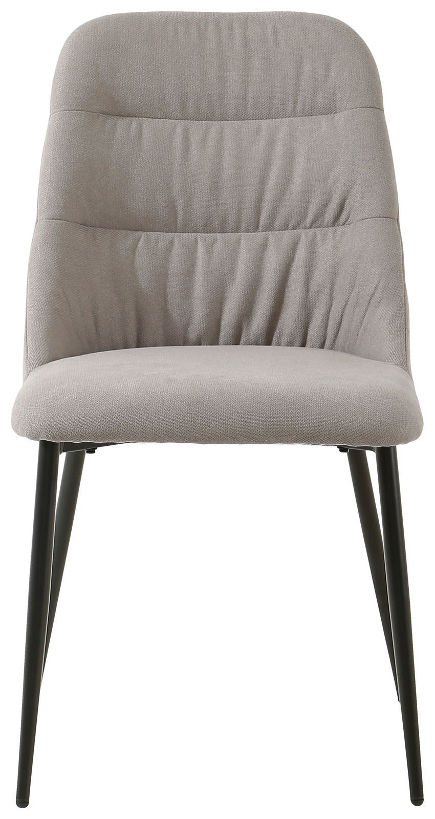 Moderner grauer Stuhl mit gepolsterter Rückenlehne und Sitzfläche, Vorderansicht