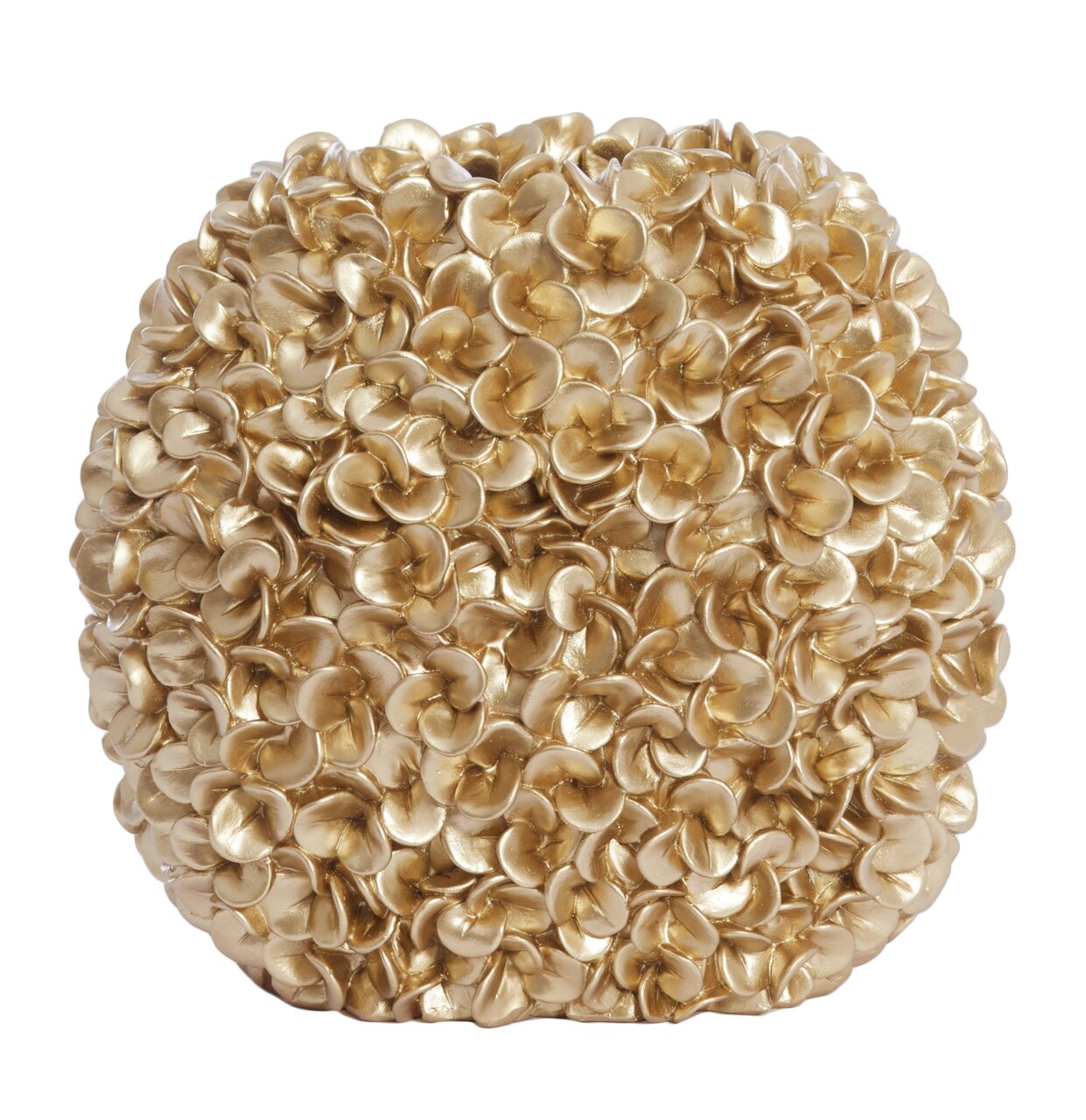 Light&Living Vase PHYLIA Goldene Vase mit blütenartiger Struktur, frontal betrachtet.