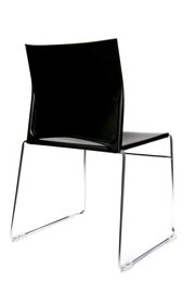 Moderner schwarzer Besucherstuhl mit Metallgestell, Rückansicht