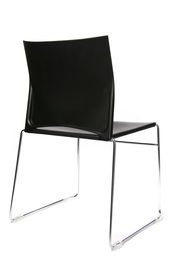 Moderner schwarzer Besucherstuhl mit Metallgestell, Rückansicht