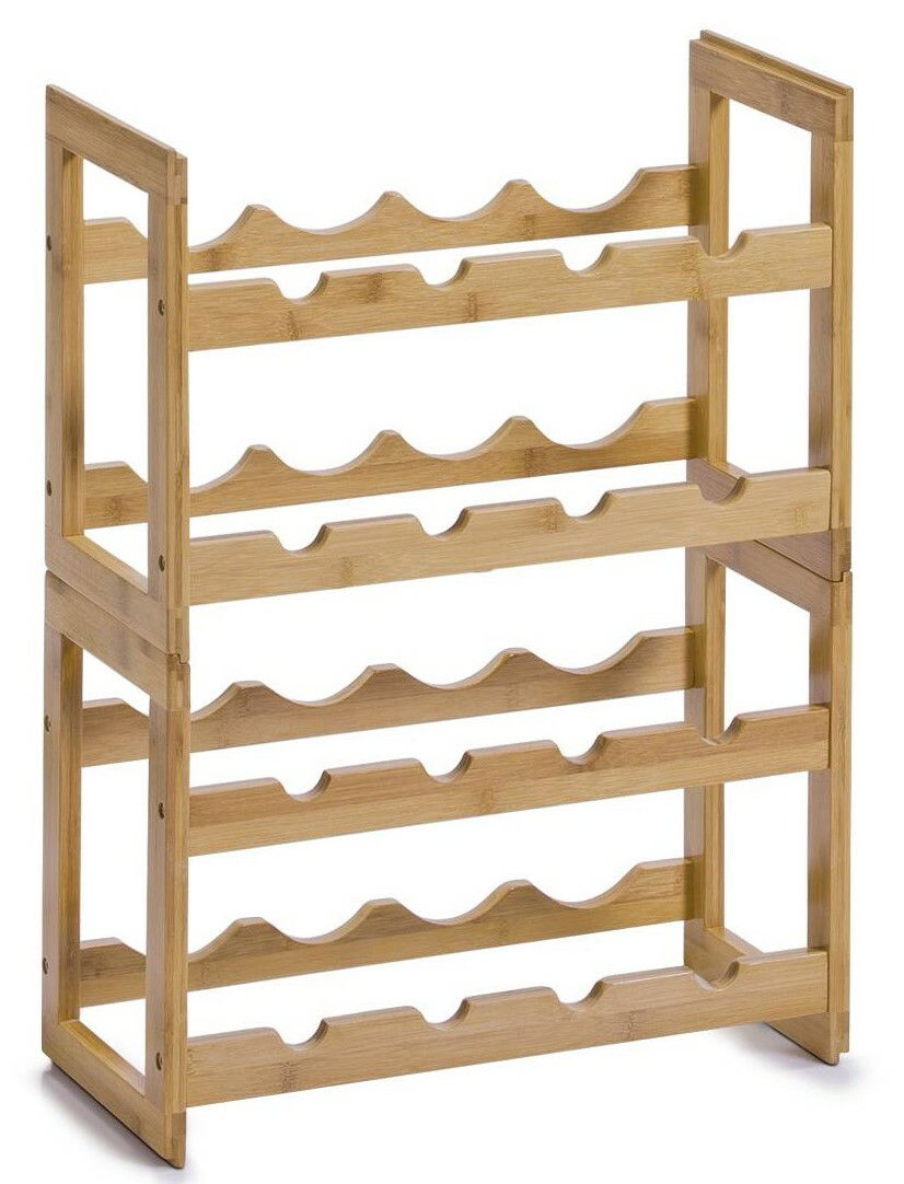 Zeller Present Weinregal für 8 Flaschen Weinregal aus Holz für 8 Flaschen, stapelbar, seitliche Perspektive