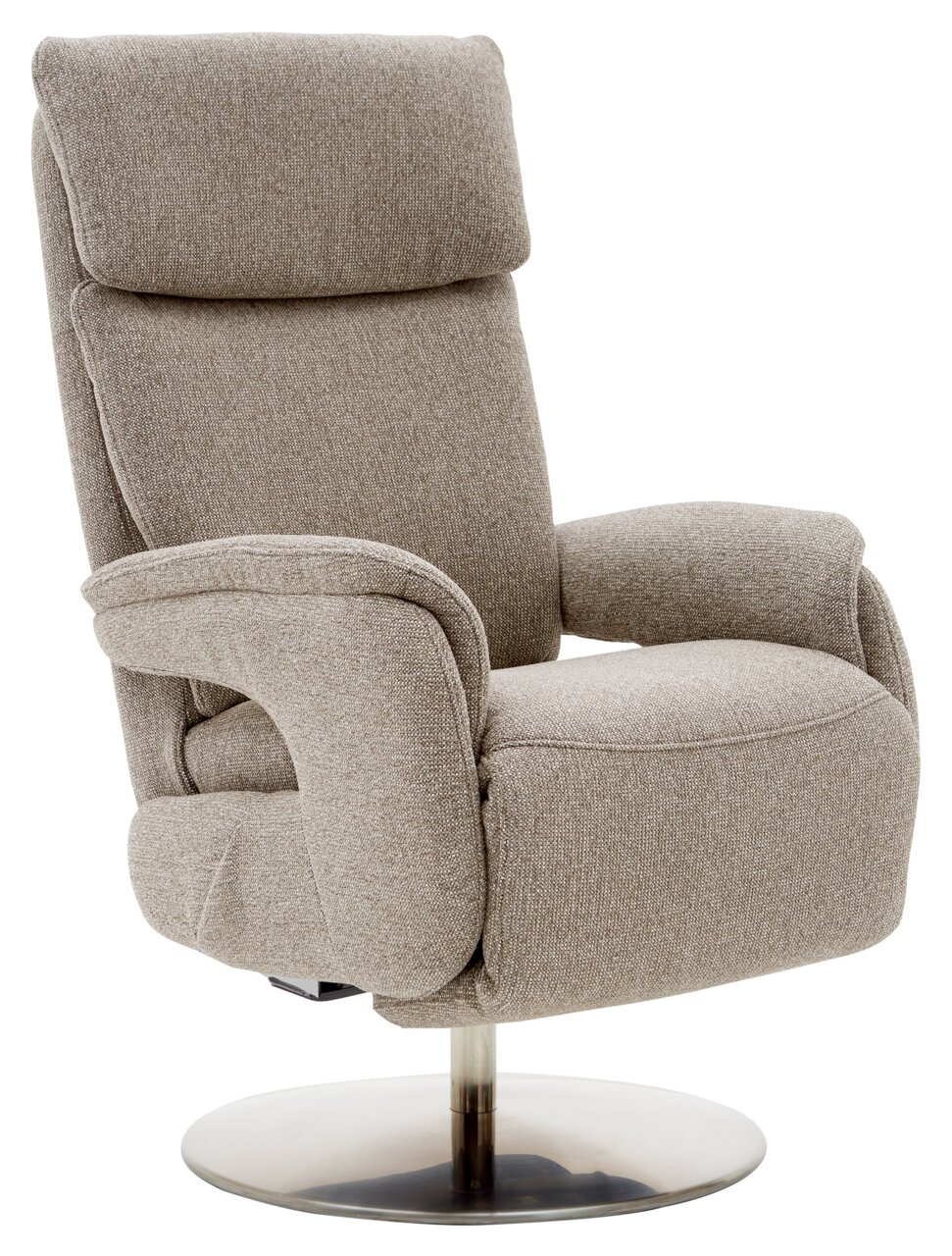 Dieter Knoll Fernsehsessel VARO STYLE LAZYLINE Beiger Fernsehsessel mit Stoffbezug und drehbarem Metallfuß, seitliche Perspektive