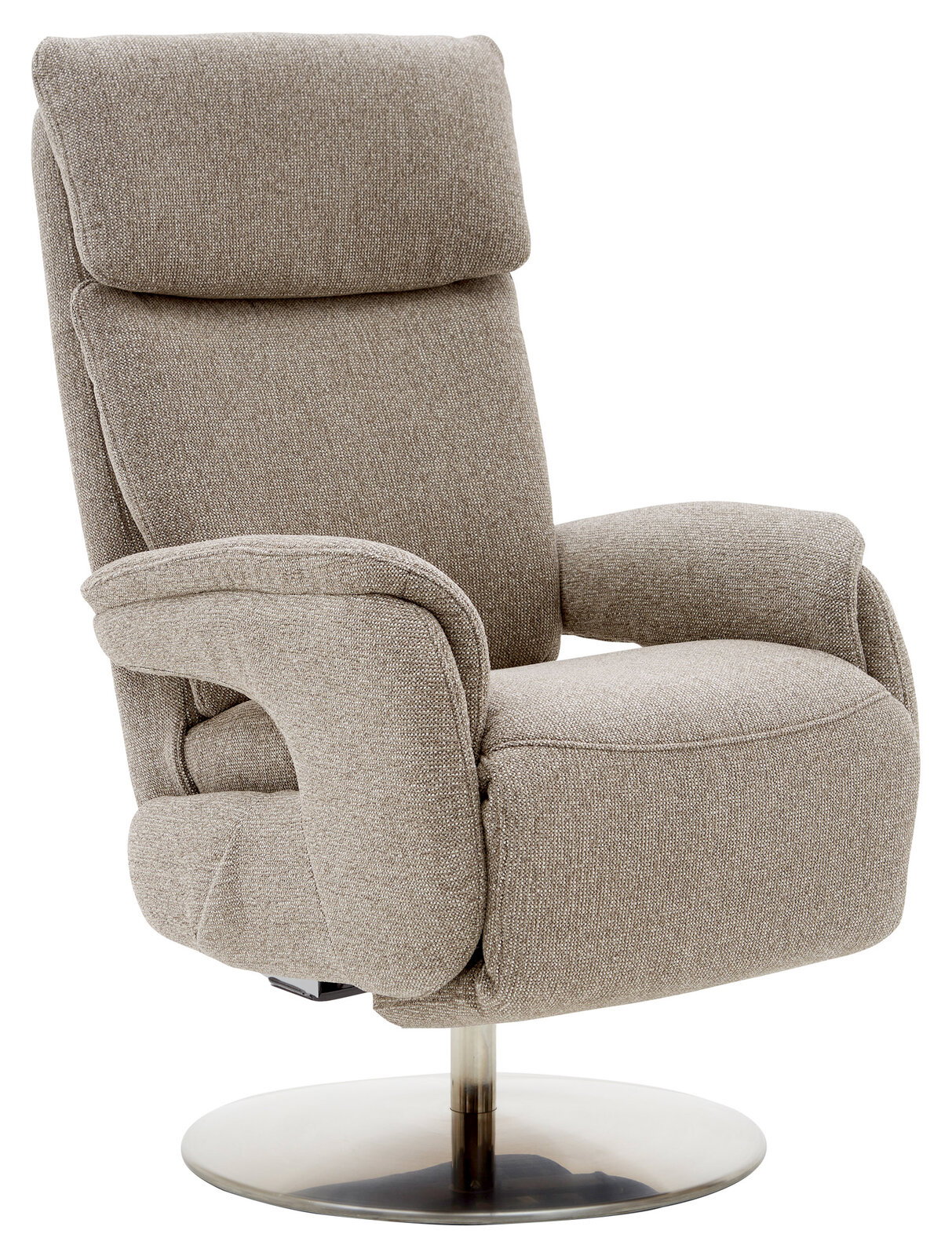 Dieter Knoll Fernsehsessel VARO STYLE LAZYLINE Beiger Fernsehsessel mit Stoffbezug und drehbarem Metallfuß, seitliche Perspektive