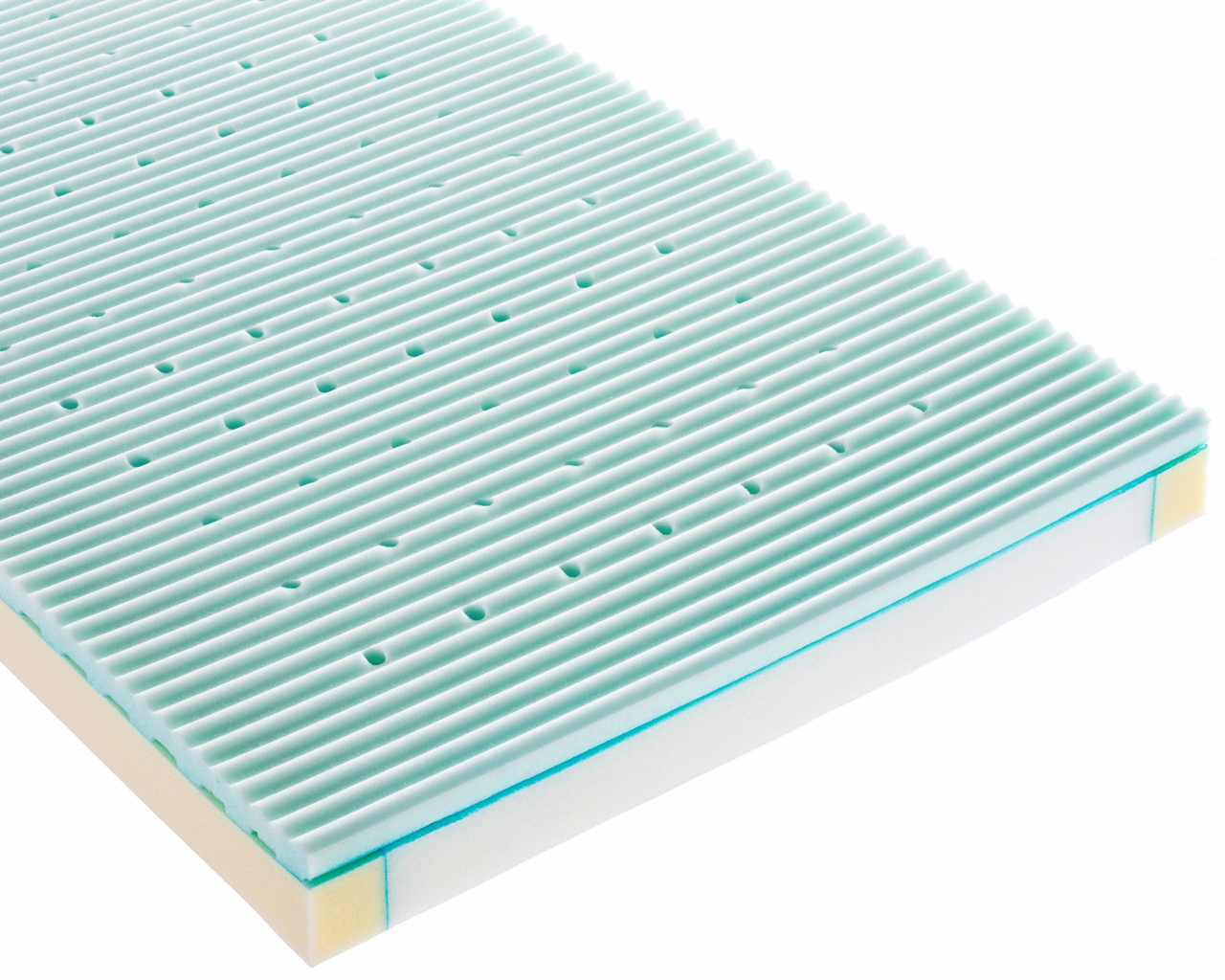 Matratze Duo 70 x 140 mit gerippter Oberfläche, seitliche Perspektive