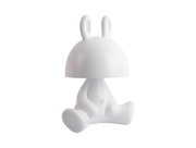 LED Tischlampe in Form eines sitzenden Hasen mit Ohren, seitliche Perspektive