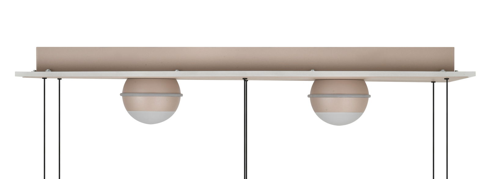 Zweiflammige LED-Pendelleuchte in moderner, minimalistischer Ausführung, seitliche Perspektive