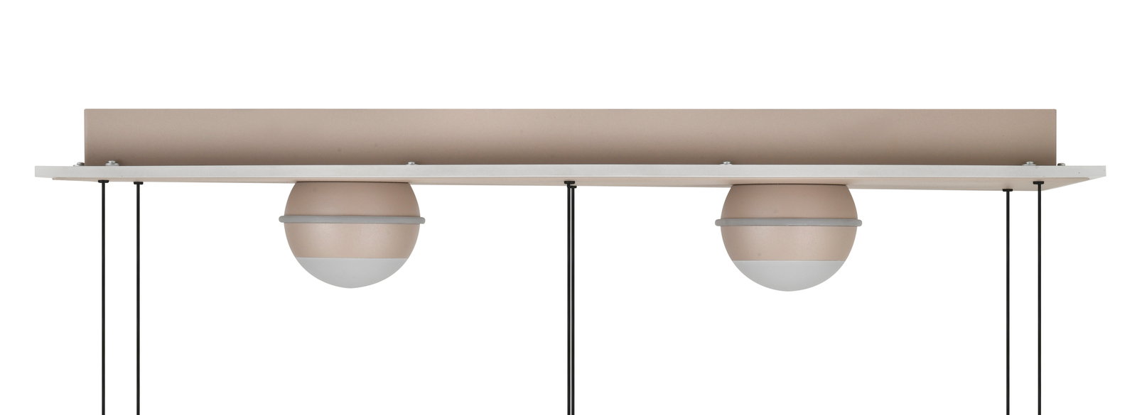 Zweiflammige LED-Pendelleuchte in moderner, minimalistischer Ausführung, seitliche Perspektive