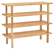 Schuhregal aus Holz mit vier Ablagen, seitliche Perspektive