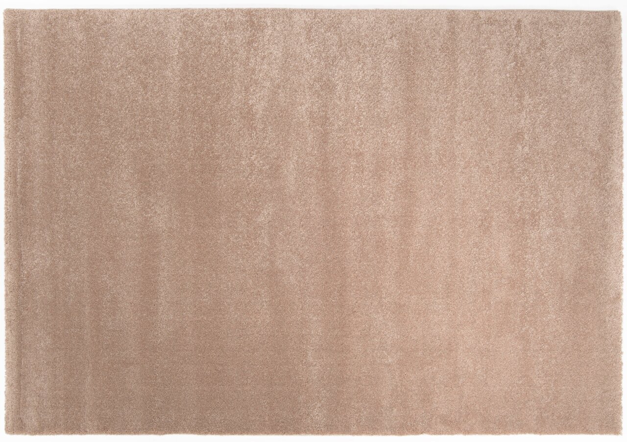 Beige Uni-Teppich in Draufsicht