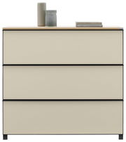 Frontansicht eines XL-Schuhschranks mit drei Schubladen, dekoriert mit zwei Vasen und einem Buchstapel auf der Oberseite.