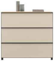 Frontansicht eines XL-Schuhschranks mit drei Schubladen, dekoriert mit zwei Vasen und einem Buchstapel auf der Oberseite.