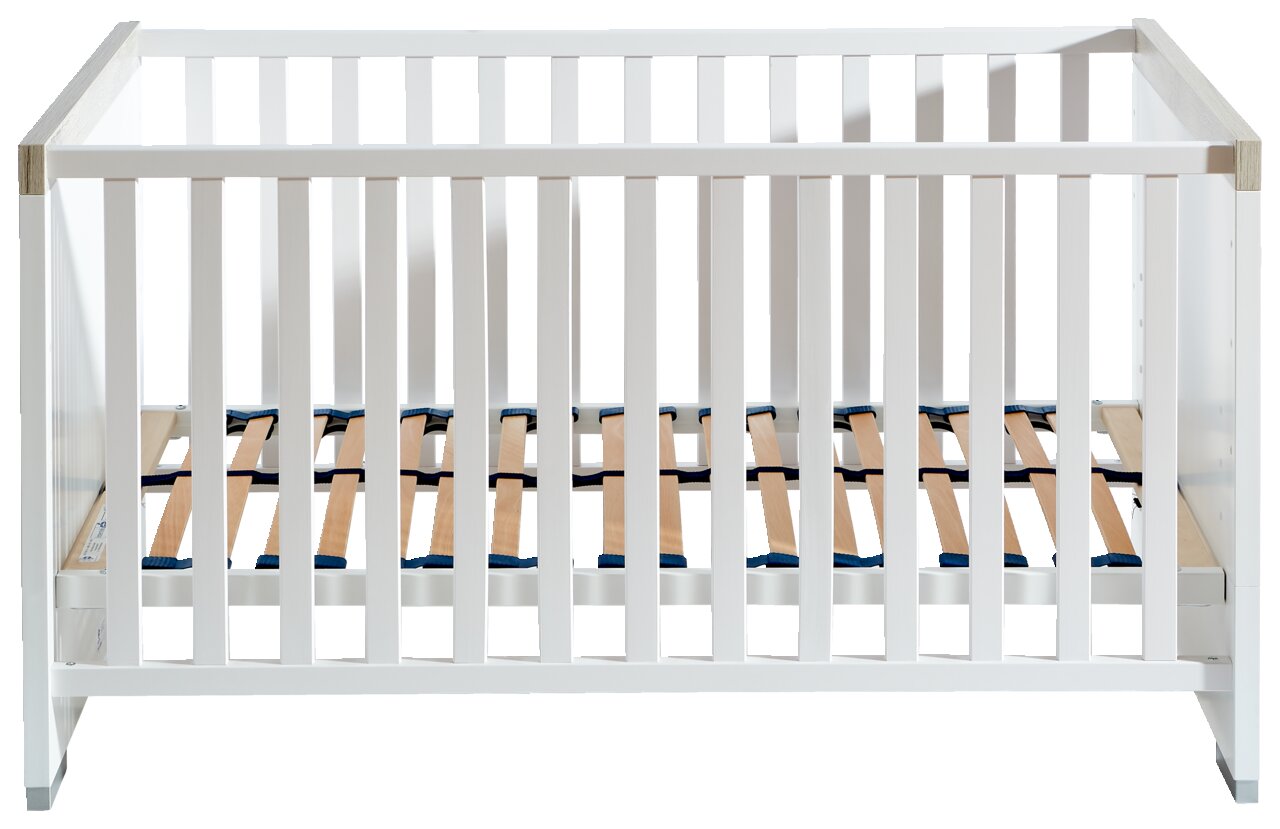 Weißes Kinderbett aus Holz, Vorderansicht