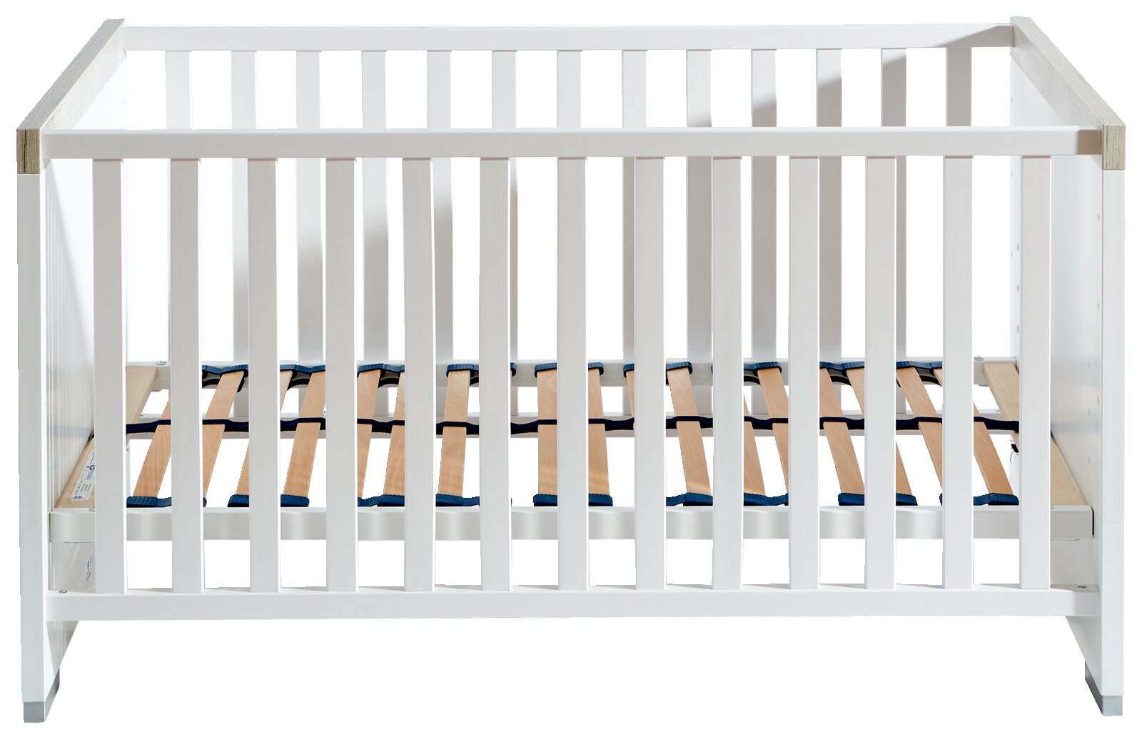 Weißes Kinderbett aus Holz, Vorderansicht