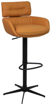 Moderner Barhocker in Lederoptik, seitliche Perspektive