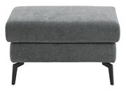 Grauer XL Hocker mit schwarzem Metallgestell, Vorderansicht