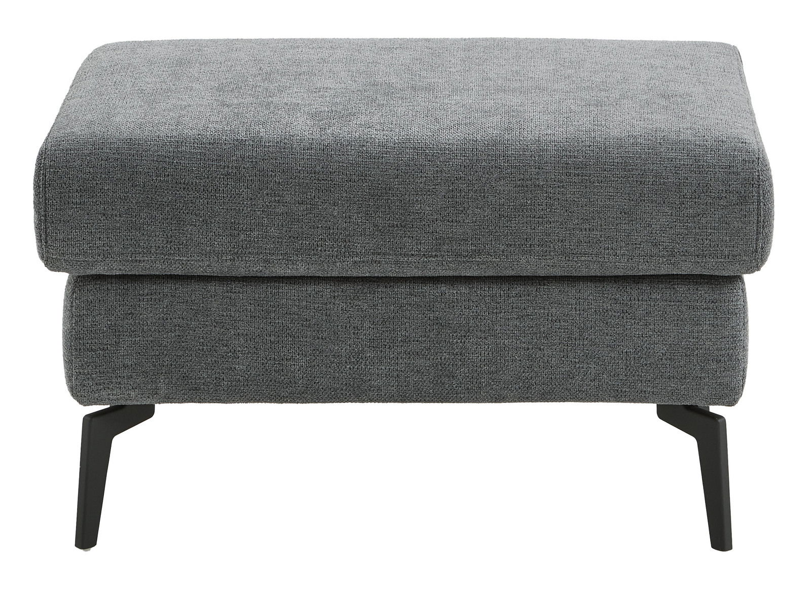 Grauer XL Hocker mit schwarzem Metallgestell, Vorderansicht