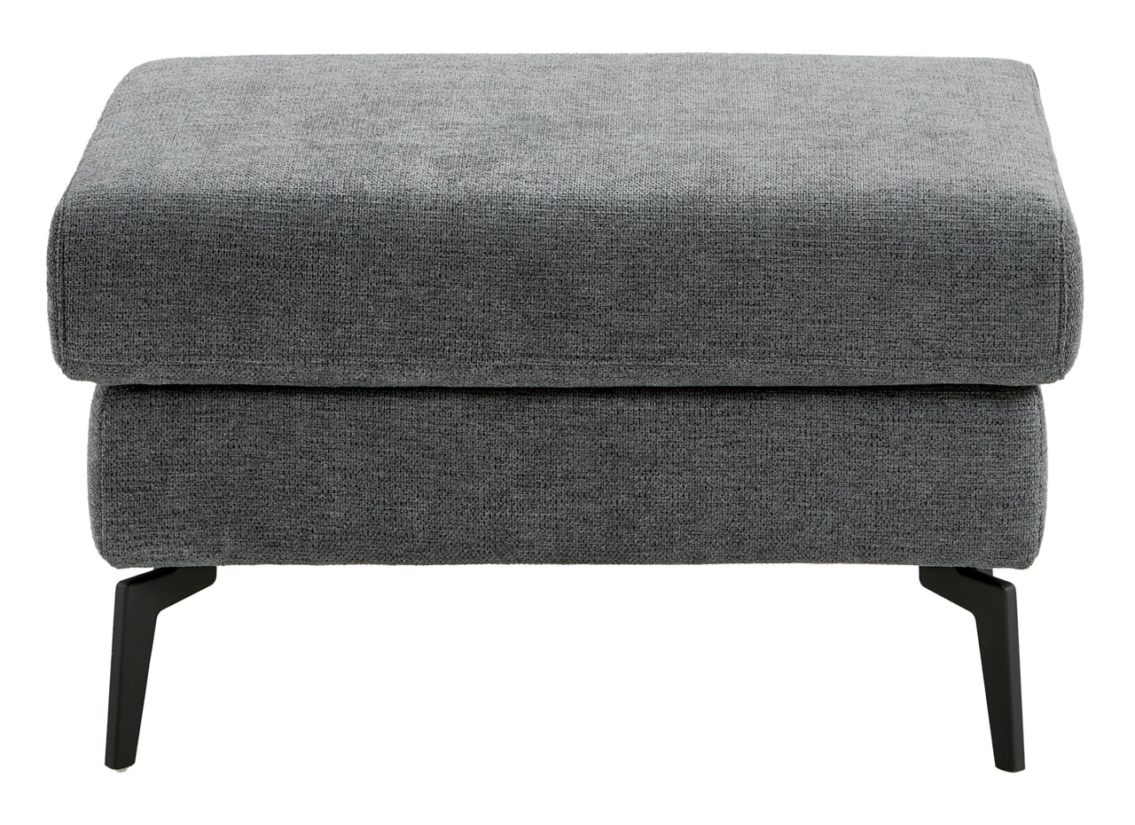 Grauer XL Hocker mit schwarzem Metallgestell, Vorderansicht