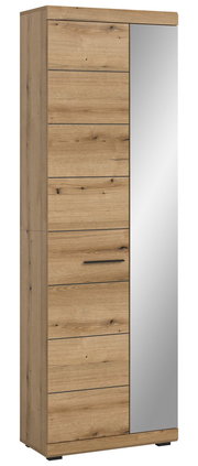 Garderobenschrank aus Holz mit Spiegeltür, seitliche Perspektive