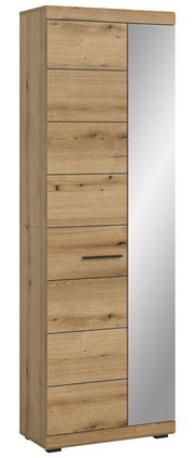 Garderobenschrank aus Holz mit Spiegeltür, seitliche Perspektive