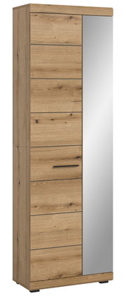 Garderobenschrank aus Holz mit Spiegeltür, seitliche Perspektive