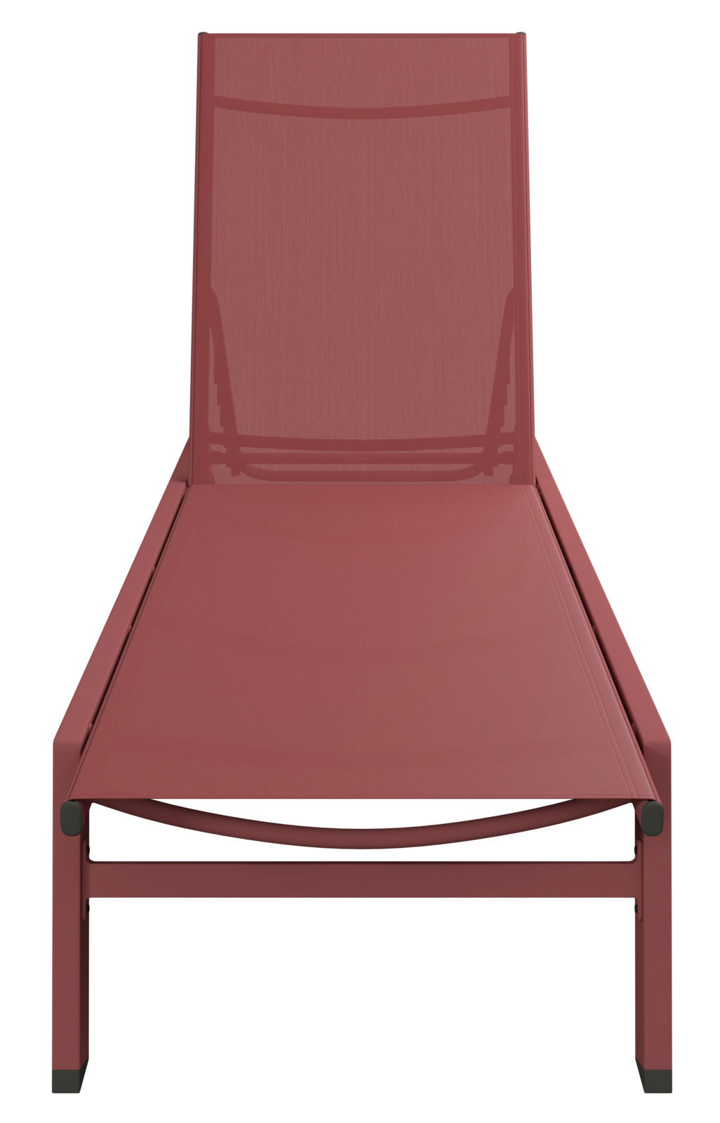 Rote Sonnenliege aus der Vorderansicht