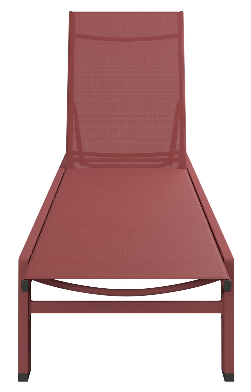 Rote Sonnenliege aus der Vorderansicht