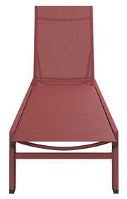 Rote Sonnenliege aus der Vorderansicht