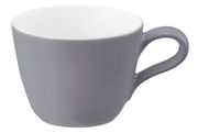 Graue Espressotasse mit Henkel, seitliche Perspektive