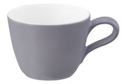 Graue Espressotasse mit Henkel, seitliche Perspektive