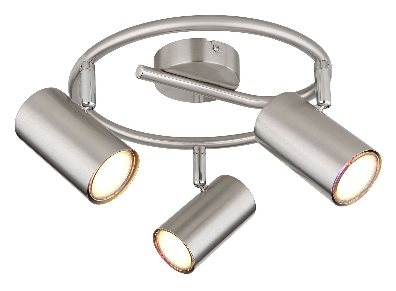 Globo Lighting Strahler ALLVI Moderner Deckenstrahler aus gebürstetem Metall mit drei verstellbaren Leuchten, seitliche Perspektive