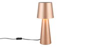 Moderne Tischleuchte Nubian in Kupferoptik, seitliche Perspektive