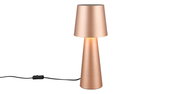 Moderne Tischleuchte Nubian in Kupferoptik, seitliche Perspektive