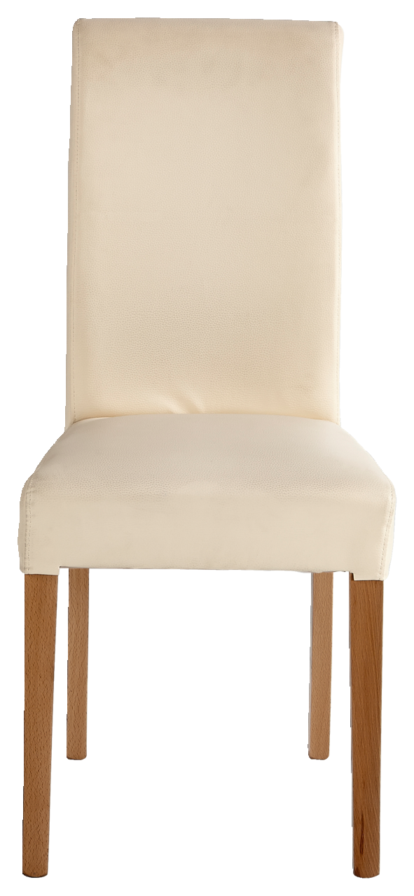 Z2 Stuhl PROMO Frontansicht eines cremefarbenen Stuhls mit Holzbeinen