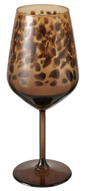 Weinglas Leony mit braunem, gepunktetem Muster, seitliche Perspektive