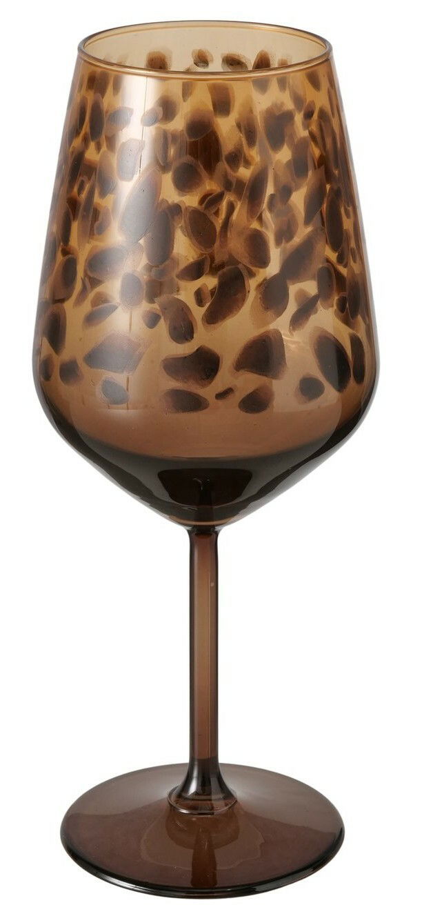Weinglas Leony mit braunem, gepunktetem Muster, seitliche Perspektive
