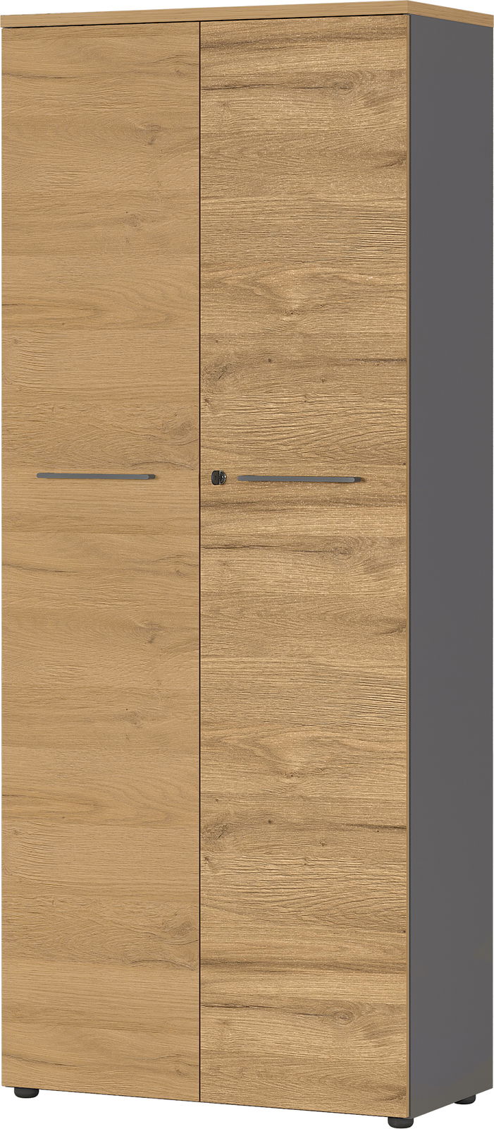 Aktenschrank aus Holz mit zwei Türen, Frontansicht